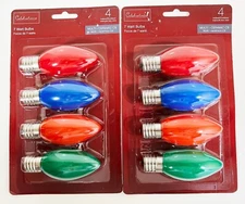 LOT OF 8 CHRISTMAS REPLACEMENT C9 LIGHT BULBS (Multi-Colored) 2 BRAND NEW PACKS