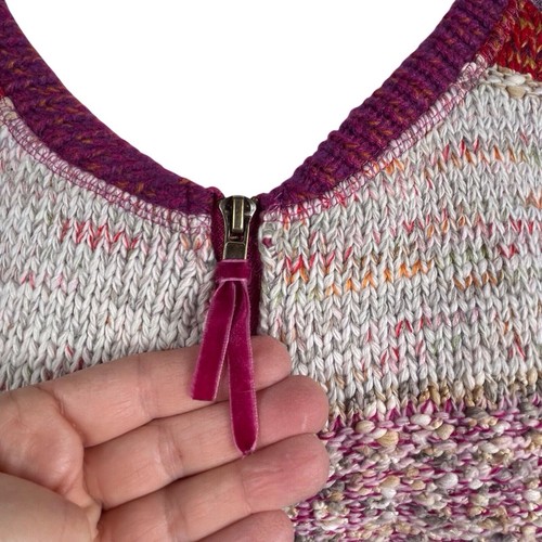 KAKTUS Zip Up Cardigan Sweater Jacket Size 3X Patchwork Knit Mesh Colorful Pink - Picture 5 of 16