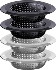 Kitchen Sink Drain Strainer, 4 Pack Stainless Steel and Black Mesh Sink Strainer