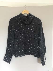 navy polka dot blouse uk
