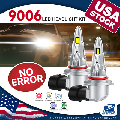 CANBUS 9006 LED Headlight Bulbs Conversion Kit Low Beam 6000K Fanless White 2x