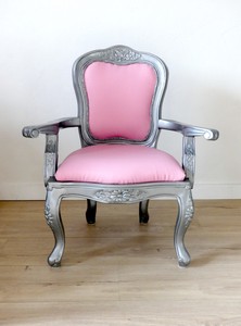 Fauteuil Enfant Relooke Simili Cuir Rose Et Bois Argente Ebay