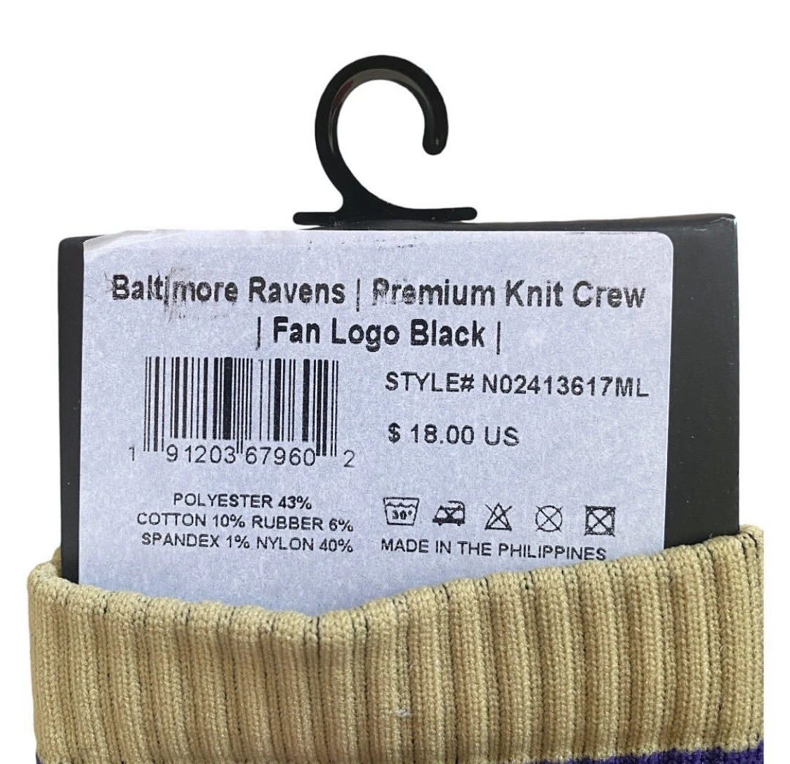 Strideline football Baltimore Ravens Team Logo Crew Socks M/L