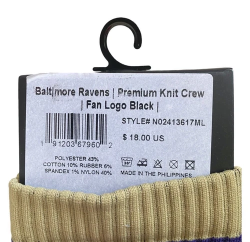 Strideline football Baltimore Ravens Team Logo Crew Socks M/L