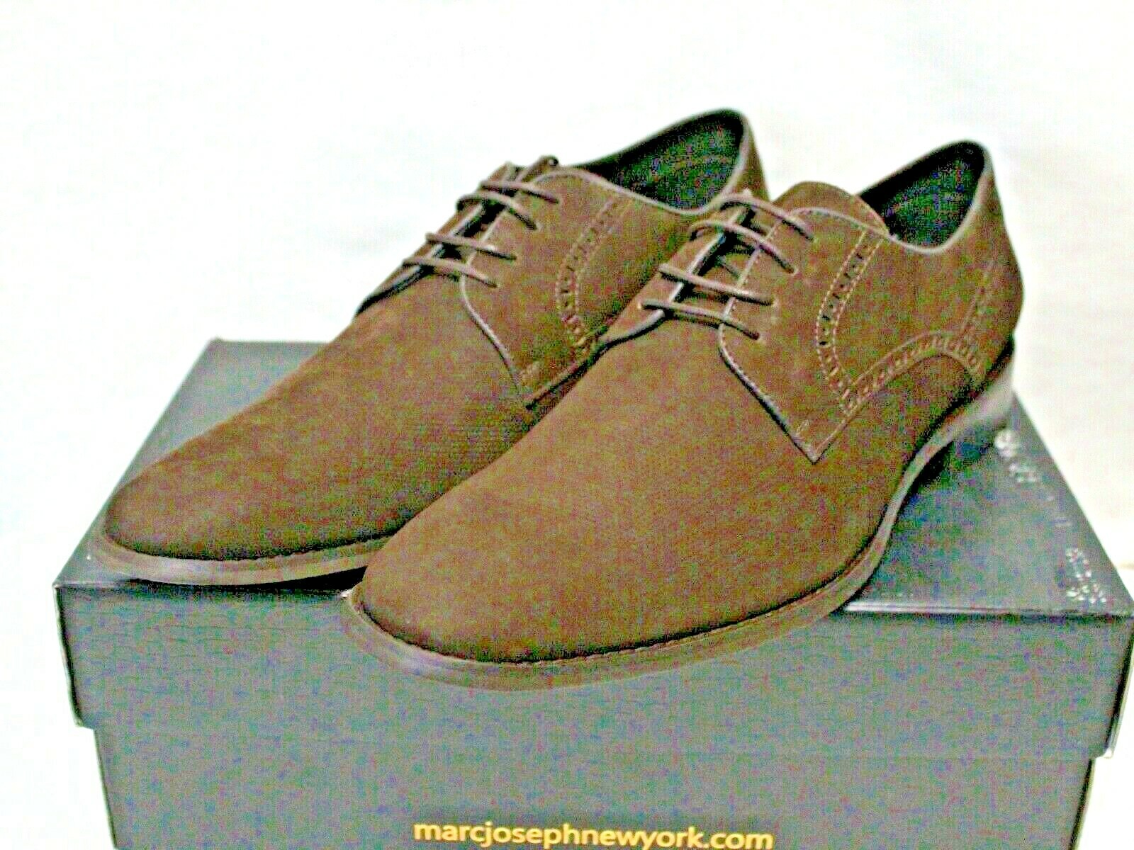 SAOLA MARC JOSEPH scarpe eleganti uomo stringate tacco basso pelle marrone tomaia taglia 11 M nuove