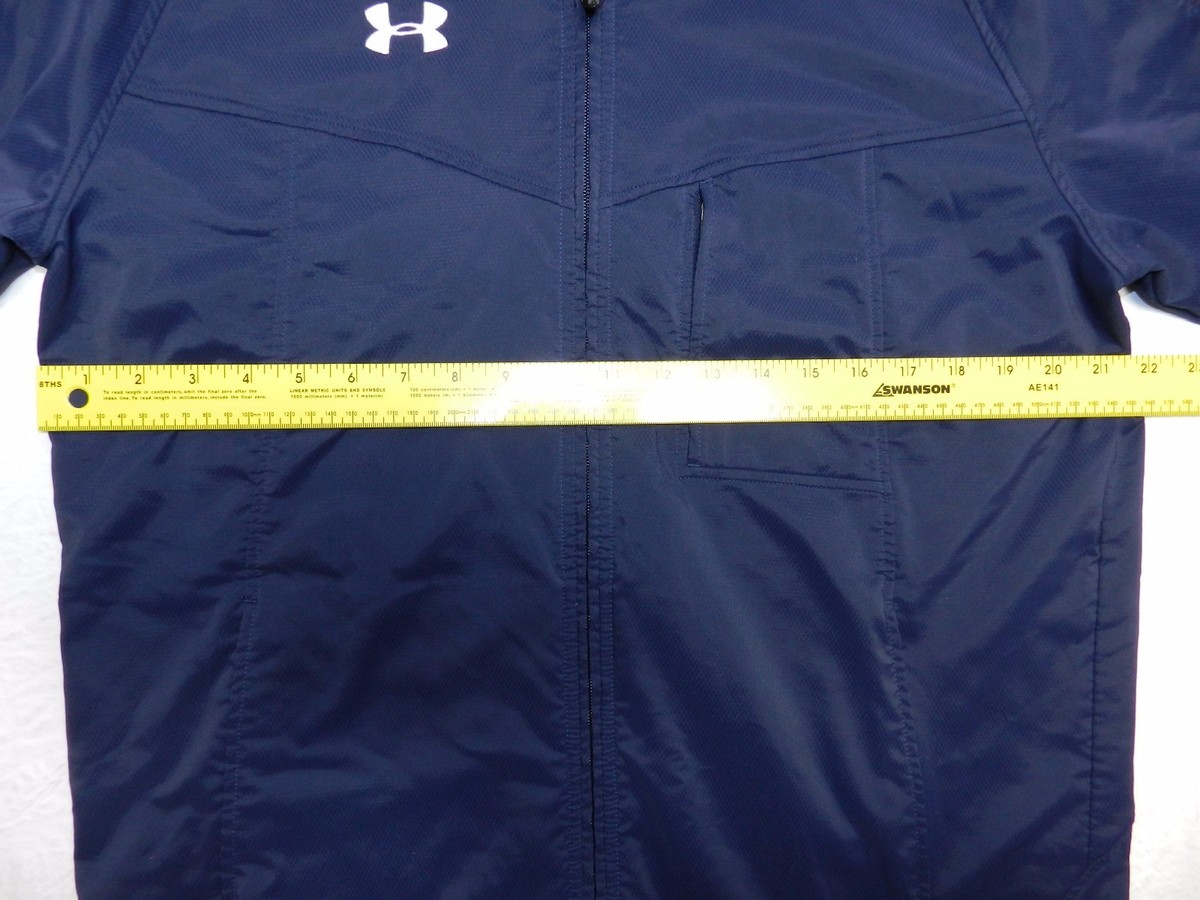Men's Jacket UNDER ARMOUR medium loose navy blue windbreaker coat (aa65) View 5
