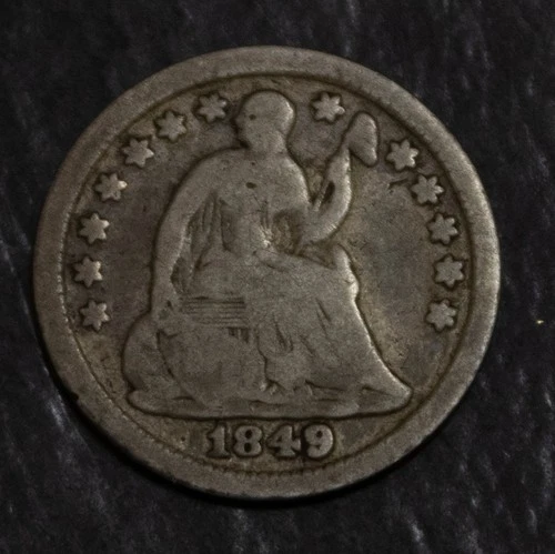 1849  Seated Liberty Half Dime   Good Lot 3354