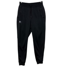 Under Armour Joggers Men Medium Black Sportstyle Tricot Loose Fleece Zip Pockets