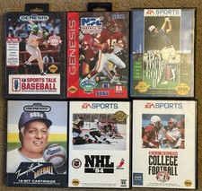 Sega Genesis Sports Games Lot of 6 Baseball, NHL, College Football Pre Owned