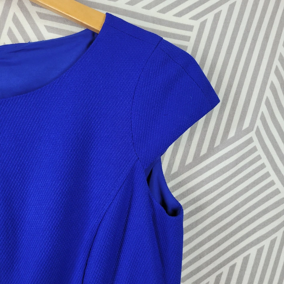 Vestido de fiesta Anne Klein funda de cóctel talla 6 carrera profesional azul real Foto 3 de 4