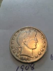 1908 barber half dollar vg/fine