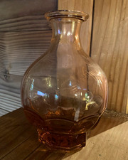Ancienne carafe boule en verre teinte vieux rose - vase vintage
