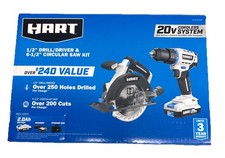 Hart Drill & Circular Saw 20V Combo Kit HPCK221BSB 2 Batteries,Charger,BLADE,Bag