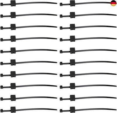 eMagTech 20 Stück 4,6 x 200 mm K2 PA66W Kunststoff-Kabelbinder mit Kantenclip 