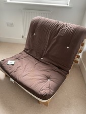 Next Outlet Futon Sofa Bed with Mattress In Brown and Cream Excellent Condition