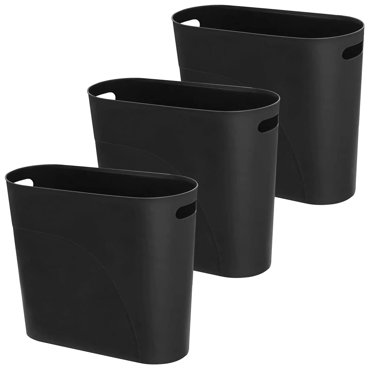 HZSOOCH 3 Pack Slim Waste Basket 3.2 Gallon 12L Plastic Small Trash Can, Offi...