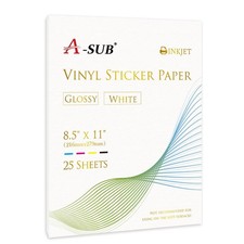 25 Sheets Vinyl Sticker Paper for Inkjet Printer - Glossy Printable Vinyl 8.5...