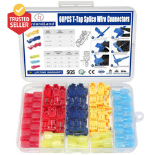60 Pcs/30 Pairs Quick Splice Wire Terminals T-Tap Self-Stripping Nylon Fully Ins