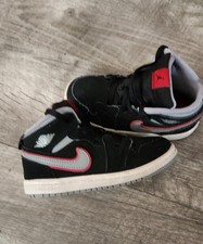 Nike Air Jordan 1 Mid TD Shoes Toddler Size 8C Sneakers Black Gray 640735-060 .