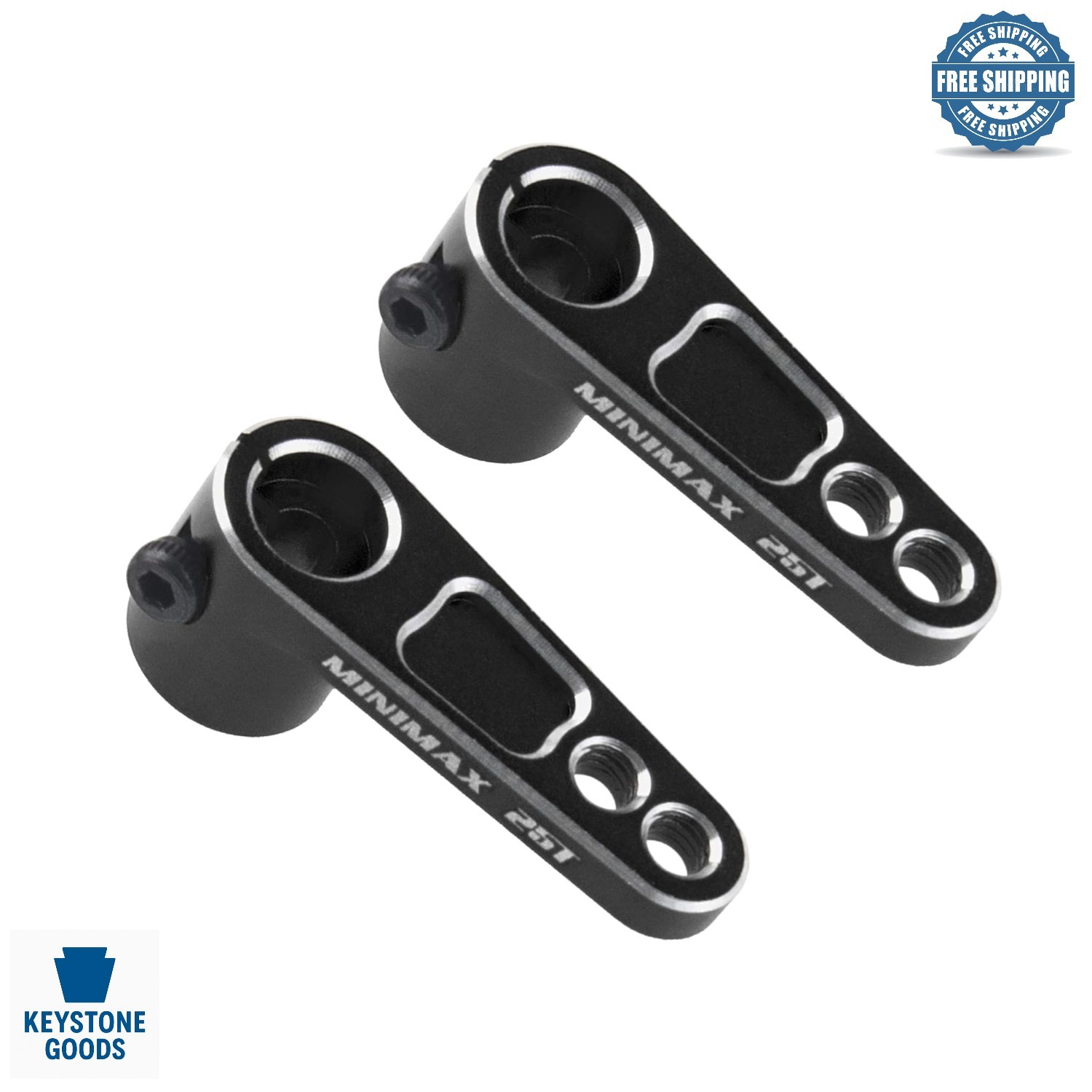 2 Pack Aluminum 25T Servo Horns for RC Cars, Fits Futaba/HSP/Power HD/Savex M...