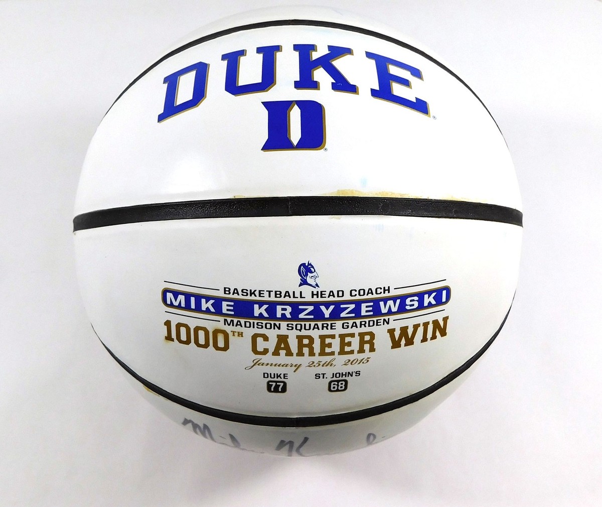 Mike Krzyzewski Coach K Signed 1000th Win Full Size Basketball