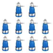 10 Pcs Banana Female Socket, 30.5 x 4mm, for Audio/Video Amplifiers, Blue
