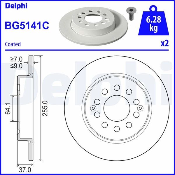 2X Bremsscheibe Delphi BG5141C FüR MG ZS SUV AZS1 Gdi Vti-image