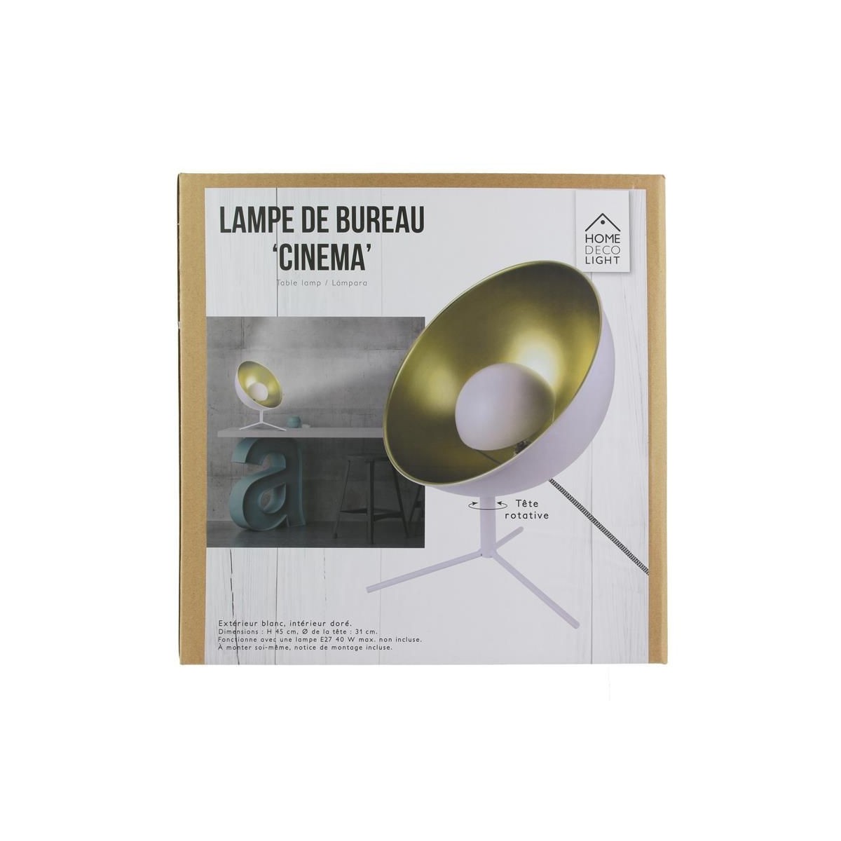 Lampe de table design cinéma blanche 45cm en métal finition mate - 4