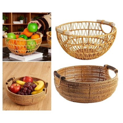 Geflochtener runder Obstkorb, Schale, Cupcake-Tablett, Servierplatte aus
