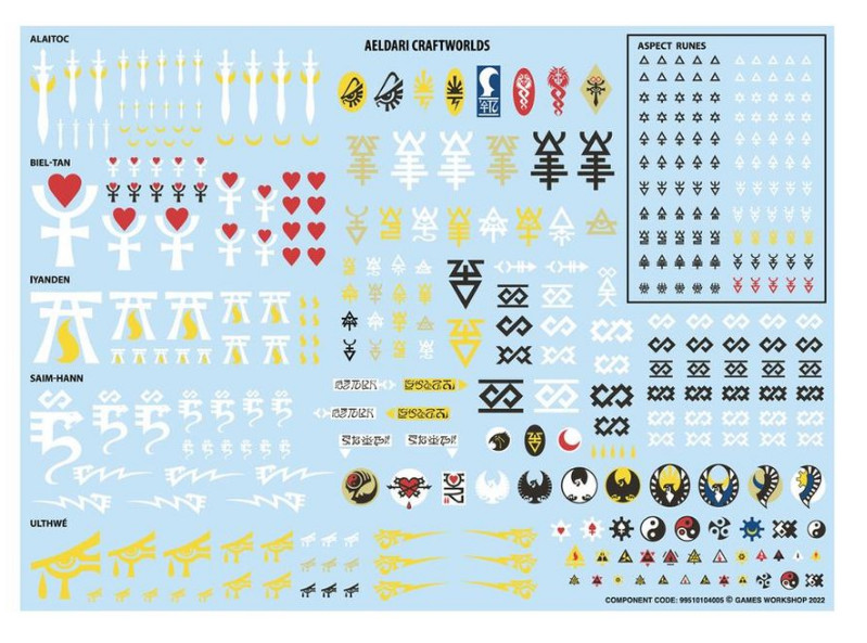 Warhammer 40k Aeldari Craftworlds Transfer Sheet / Abziehbilder