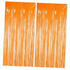 Foil Fringe Curtains Halloweens Decorations - Tinsel Photo Backdrop Orange