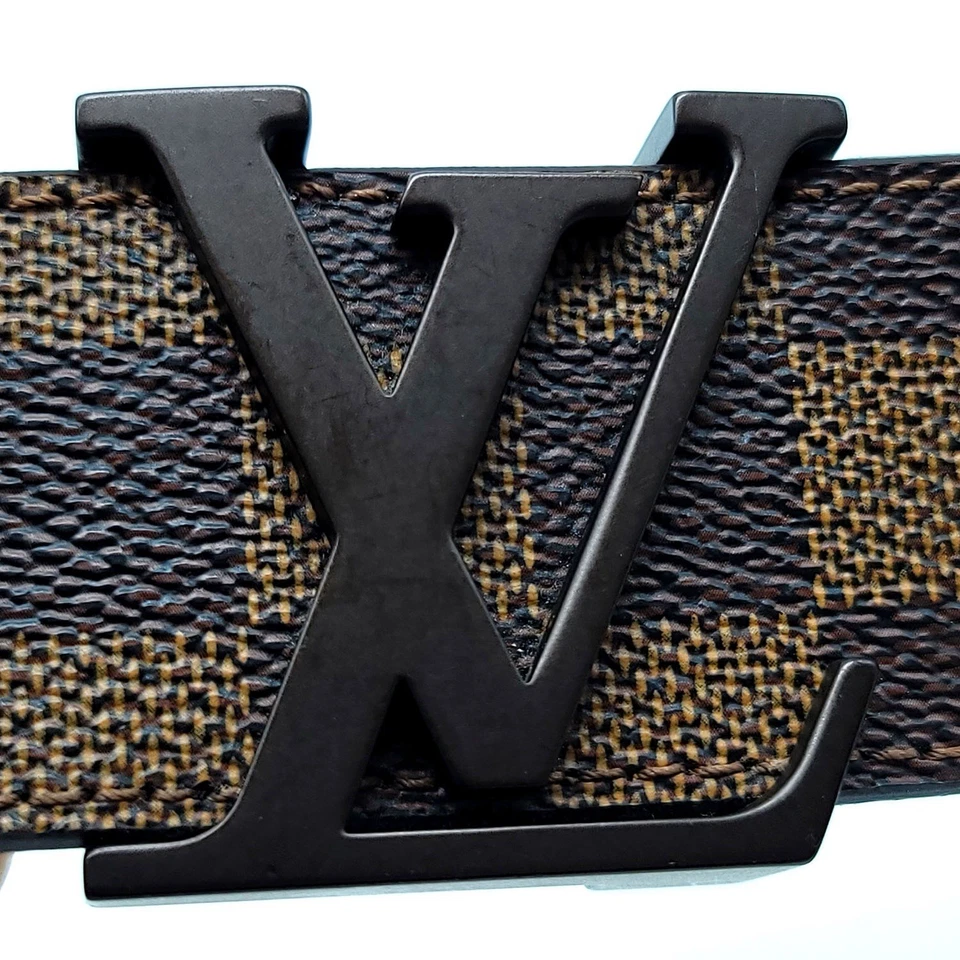 Пояс Louis Vuitton M9807 Damier Ebene LV инициалы пряжка коричневый размер 110/44 - Изображение 2 из 4