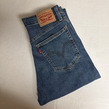 Levis Jeans Womens 27x28 Blue Wedgie Straight High Rise Button Fly Raw Hem