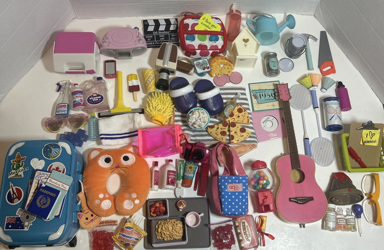 Our Generation Doll Accessories Huge Lot Of Car Wash Volcano Travel Candy + MORE