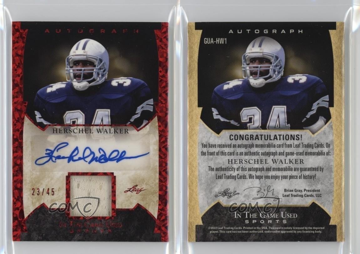 2022 Leaf ITG Used Sports In the Game Red Pattern 23/45 Herschel Walker Auto view 3