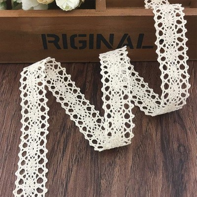 DAHI 28 Yards Beige Lace Ribbon Cotton Crafts Vintage Sewing Crochet Ribbon Trim