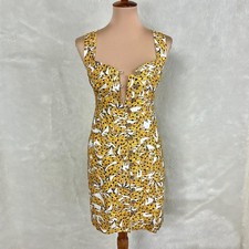 Farm Rio Sleeveless Spotted Bananas Mini Dress 100% Linen Tropical Beach XS
