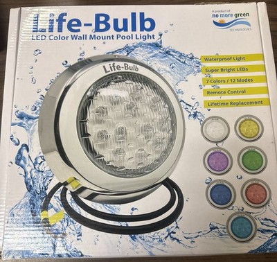 Life-Bulb LED Color Wall Mount Pool Light 75 Ft Cable 60W IP68 Pool Light New