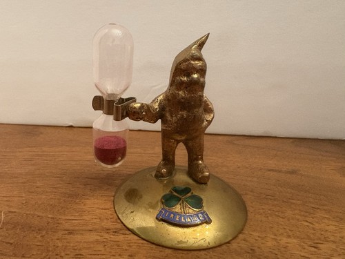 Vintage Brass Gnome Troll Egg Timer Hourglass Figurine Made in Ireland