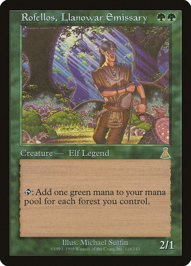Rofellos, Llanowar Emissary NM #118 Urza's Destiny MTG