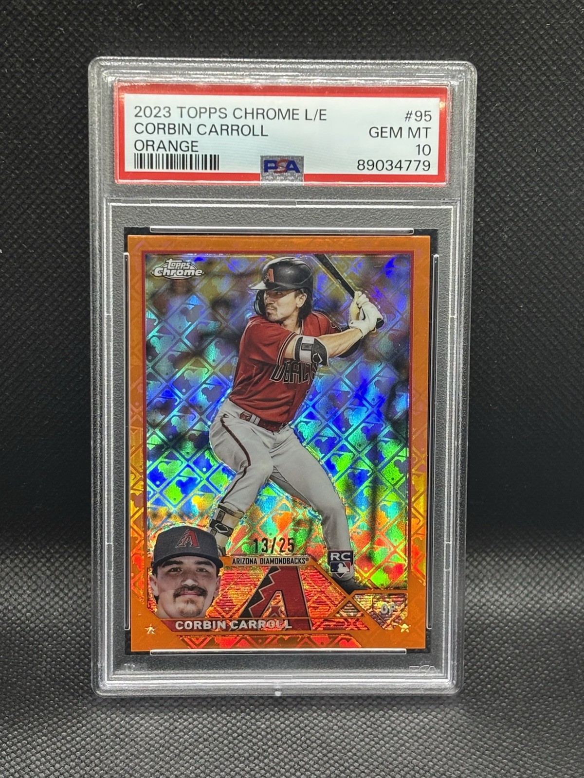 2023 Topps Chrome Logofractor Corbin Carroll #95 Orange Refractor /25 RC PSA 10