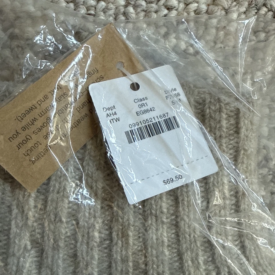 Guantes de lana de trapo de avena J Crew con Touchtech de cuero. Hombre Pequeño-Mediano. Nuevo con etiquetas Foto 4 de 4