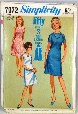 Simplicity 7072 Shift Dress, bust 31
