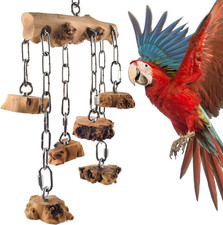 Bird Toys for Parrots, Durable Wooden Large Parrot Toy with Stainless Steel, Han
