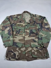 VTG Woodland Camo Coat Mens Small Camouflage Long Sleeve Combat Blouse WOLF