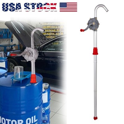 50'' Manual Hand Crank Pump Gas Oil Fuel Transfer Suction Drum Barrel 55 Gallon