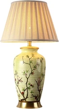 American Flower and Bird Ceramic Table Lamp, 27 Chinoiserie LED Table Lamp , Cla