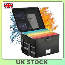 Fireproof Document Box with Lock, Collapsible File Organizer for Office & Study