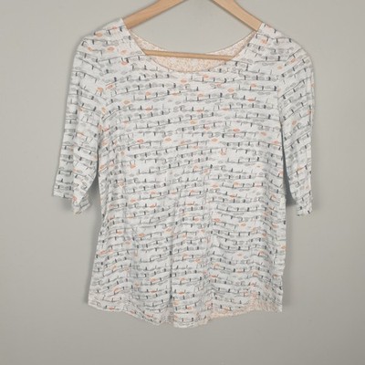 White Stuff Top Damen UK 10 weiß abstrakt Blumenmuster Boho Alltag