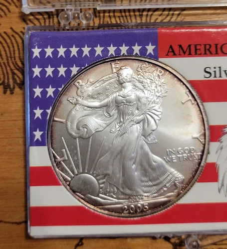 2005 American Silver Eagle $1 Dollar  Uncirculated with Custom Case
